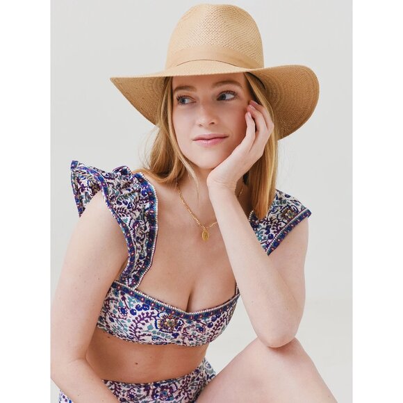 Janessa Leone Simone Hat in Sand Large New Womens Beach Festival - Picture 12 of 16